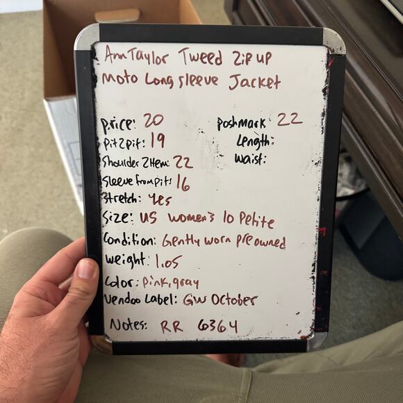 Ann Taylor Tweed Zip Up Moto Long Sleeve Jacket US Women's 10 Petite - Picture 6 of 6